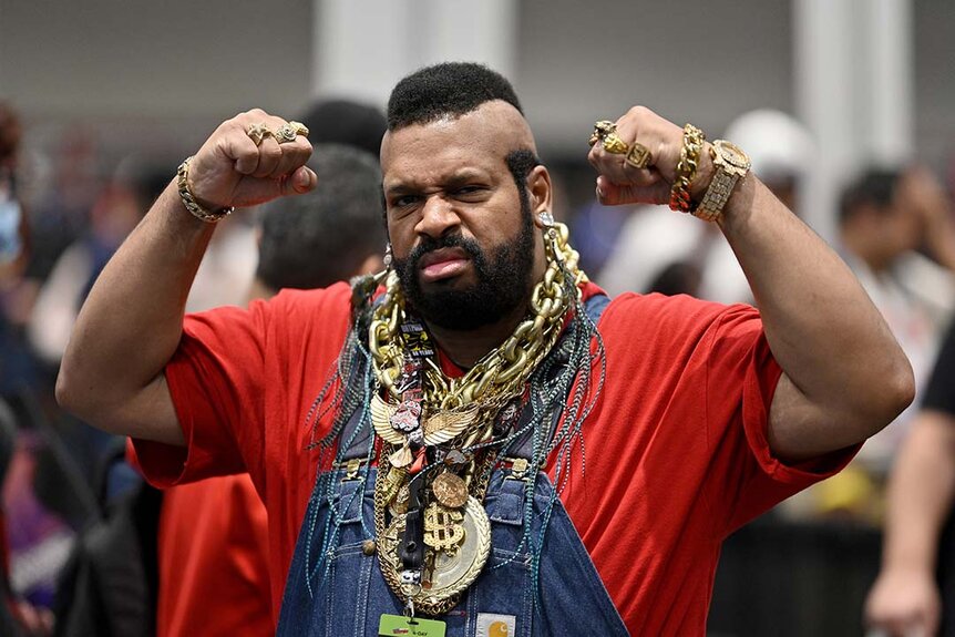 A cosplayer poses as Mr. T during New York Comic Con 2023 - Day 1 at Javits Center.