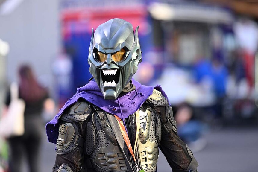 A cosplayer poses as The Green Goblin during New York Comic Con 2023 - Day 1 at Javits Center.