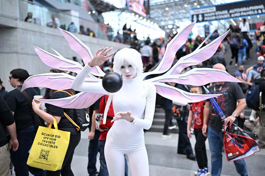 A cosplayer poses as The Third Impact from Neon Genesis Evangelion during New York Comic Con 2023 - Day 3 at Javits Center.