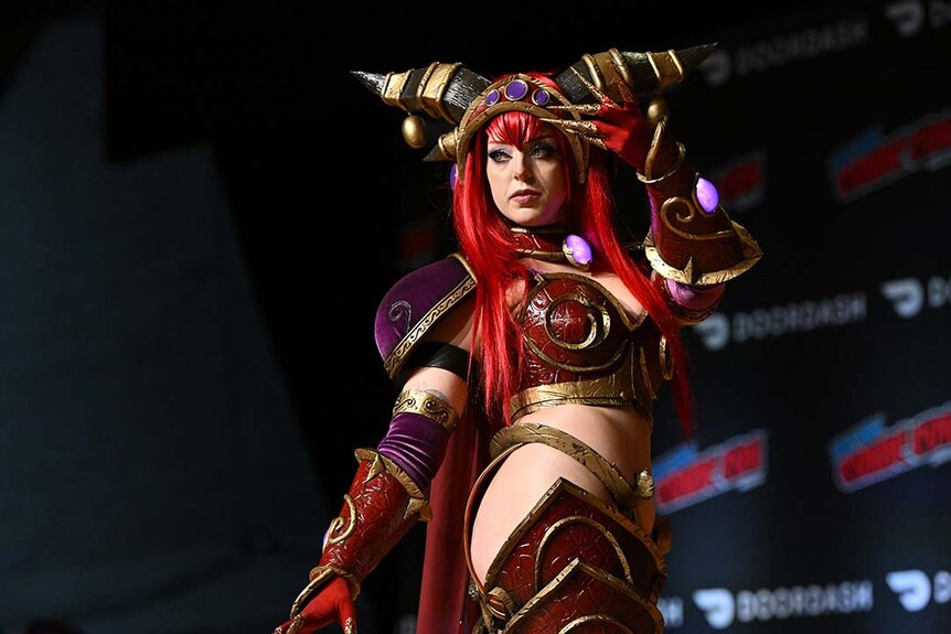 A cosplayer poses during Cosplay Central Crown Championship Qualifier at New York Comic Con 2023 - Day 3 at Javits Center.