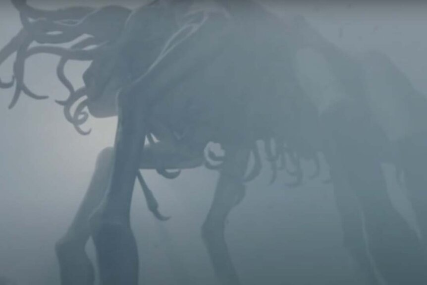 A Behemoth is shrouded in mist in The Mist (2007).