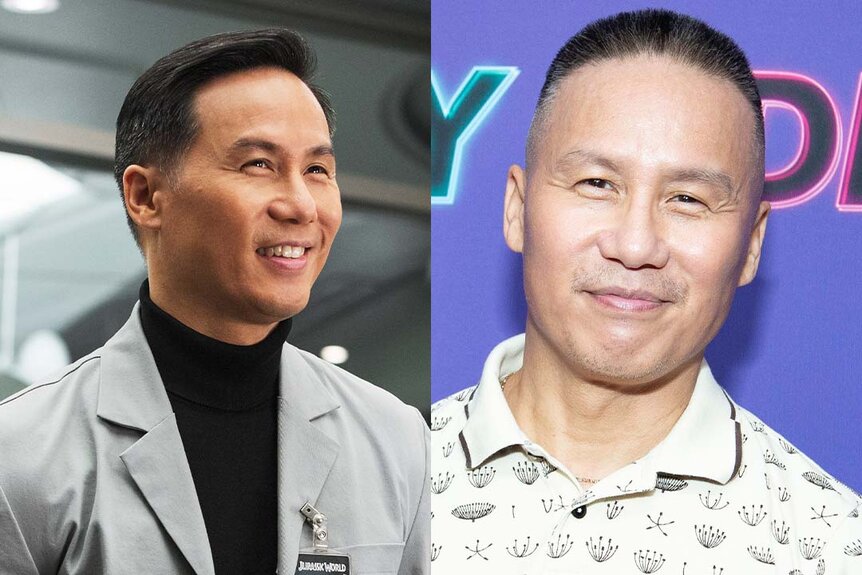 A split of BD Wong in Jurassic World (2015) and BD Wong in 2023.