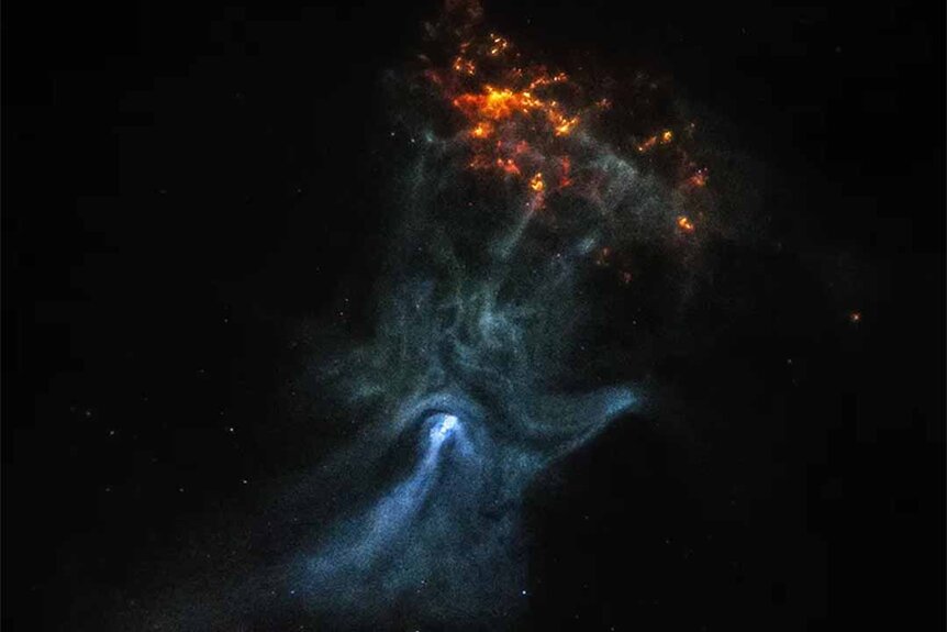 A young pulsar known as MSH 15-52, has a shape resembling a human hand.