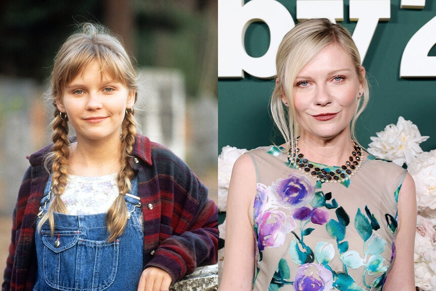 A side by side comparison of Kirsten Dunst in Jumanji (1995) and in 2023.