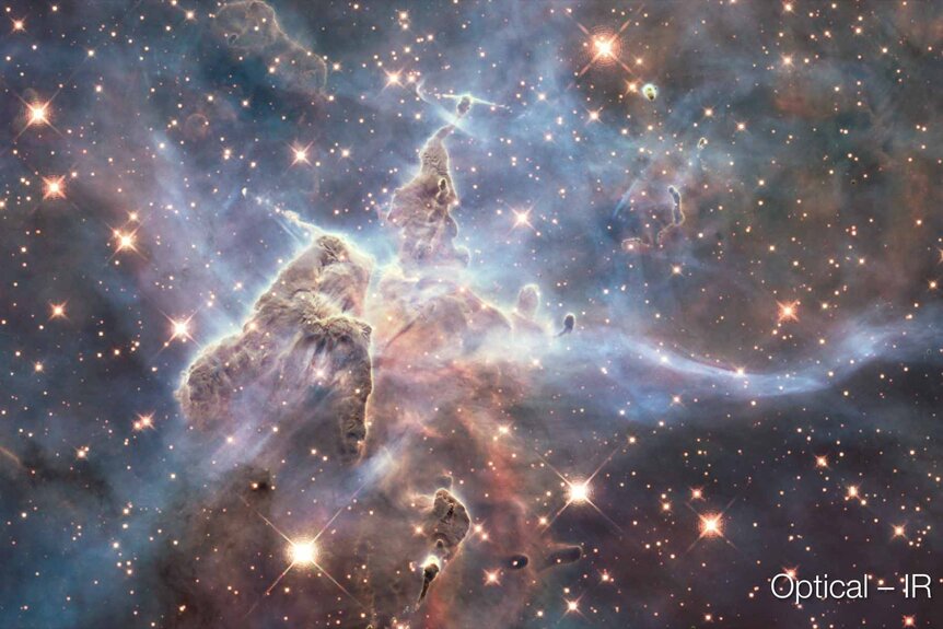 Herbig Haro 901 is an immense pillar of gas and dust inside the Carina Nebula.