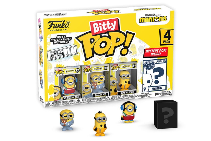 A four pack box of Bitty POP Minions.