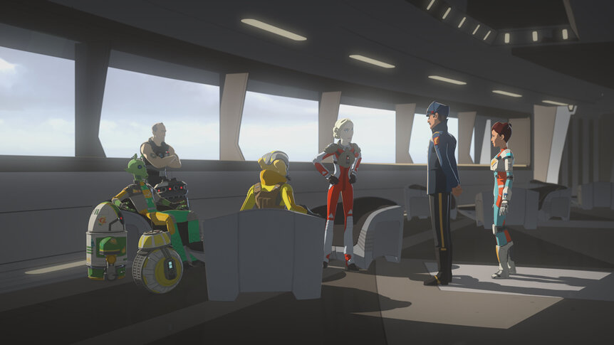 Doza stands before the Ace Pilots in Star Wars resistance 