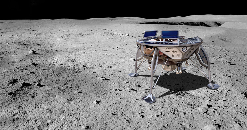 Artwork depicting the Israeli SpaceIL lunar lander Beresheet on the Moon. Credit: SpaceIL