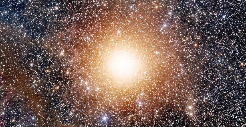 Cropped part of the full-resolution image of Betelgeuse shows countless stars as well as a miasma of gas and dust in the background. Credit: Adam Block /Steward Observatory/University of Arizona  