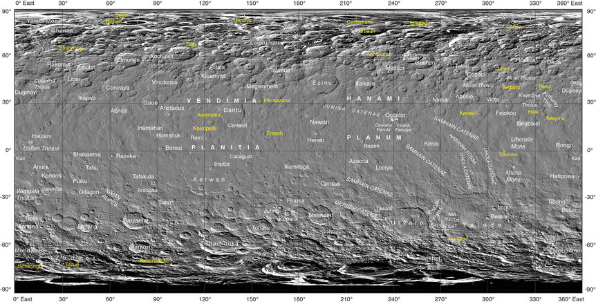 An Atlas of Ceres, using images from the Dawn spacecraft. Credit: NASA/JPL-Caltech/UCLA/MPS/DLR/IDA