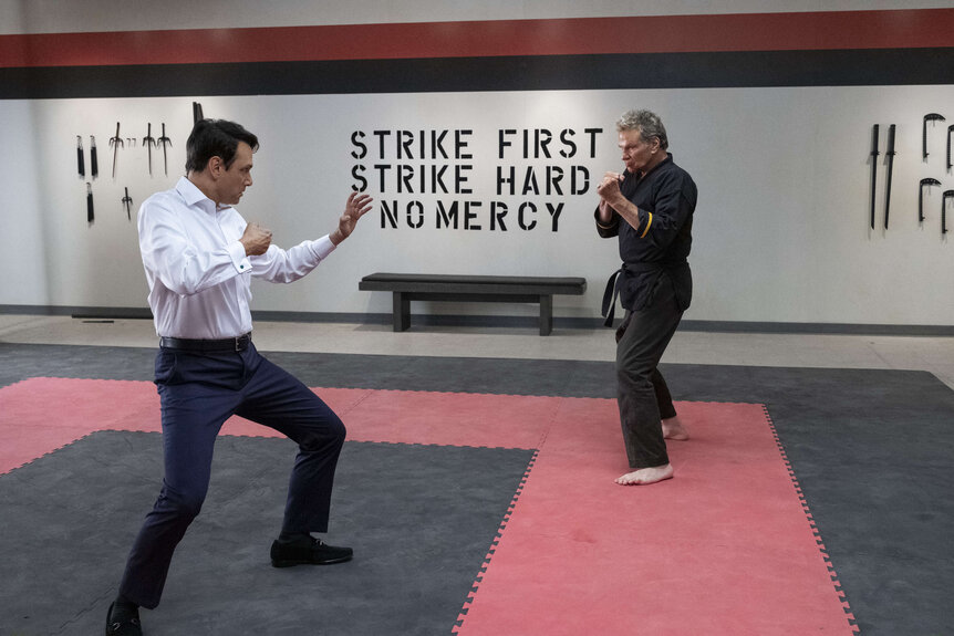 Ralph Macchio and Martin Kove in Cobra Kai