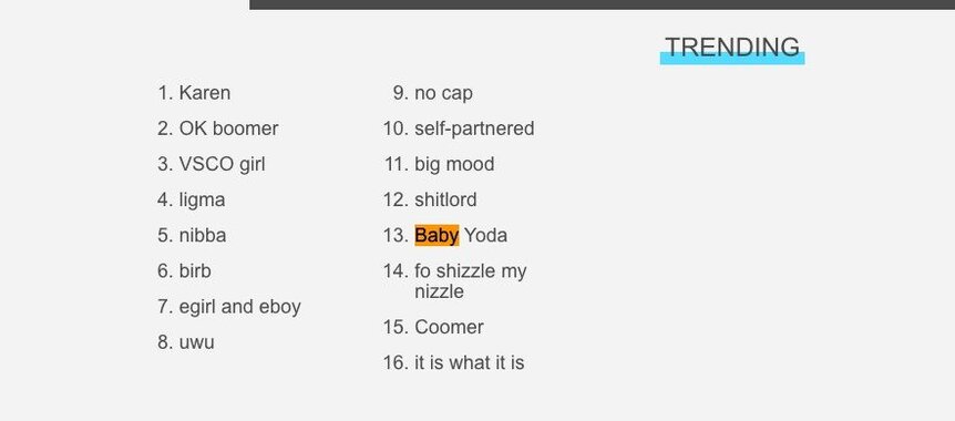 Dictionary.com trending slang words