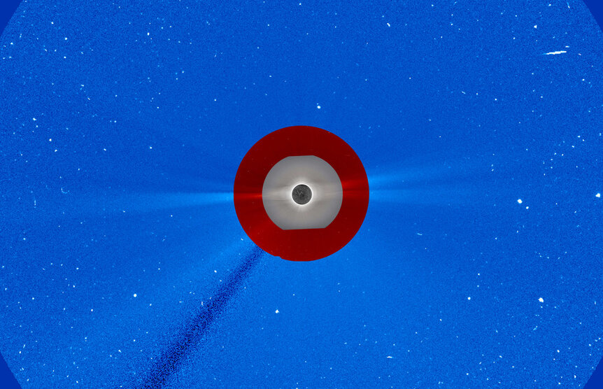 A combination of Earth- and space-based observatories shows the Sun during the total solar eclipse on July 2, 2019. Credits: ESA/CESAR; SOHO (ESA & NASA); Proba-2: ESA/Royal Observatory of Belgium