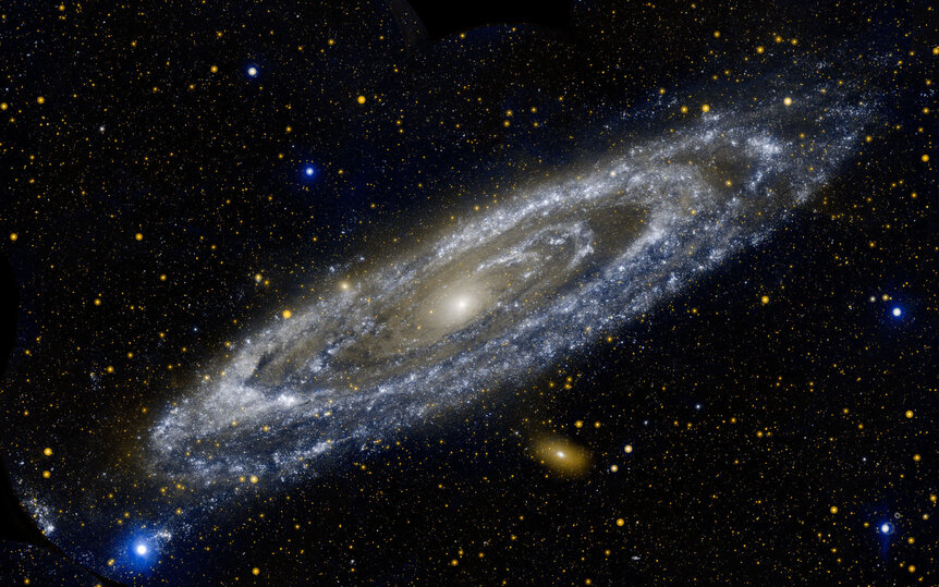 The Andromeda galaxy in the ultraviolet, as seen by NASA’s GALEX mission. Credit: NASA/JPL-Caltech