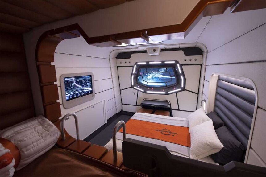 Interior image of a cabin in Disney's Star Wars-themed hotel