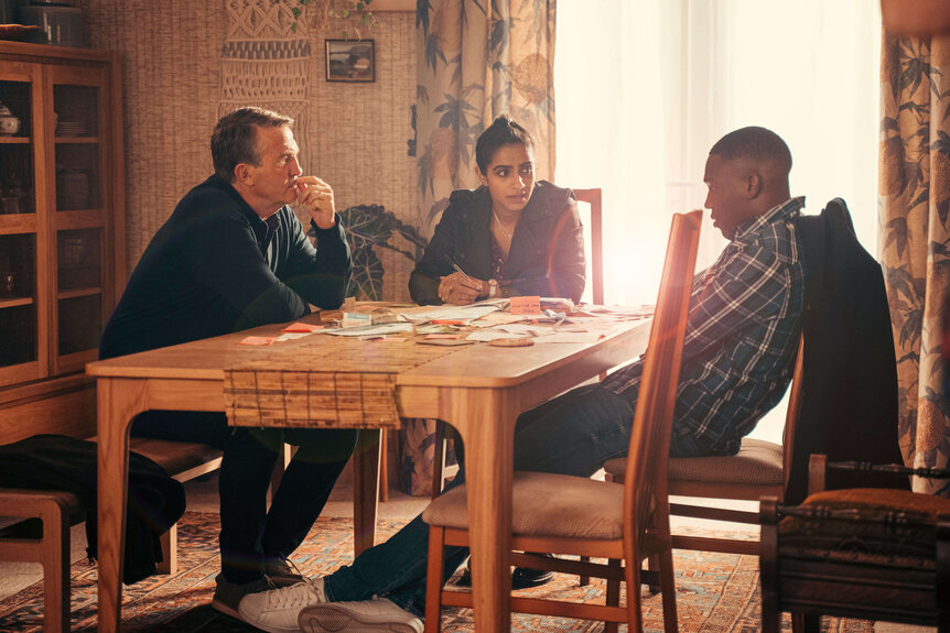 Bradley Walsh, Mandip Gill, and Tosin Cole in Doctor Who: Revolution of the Daleks