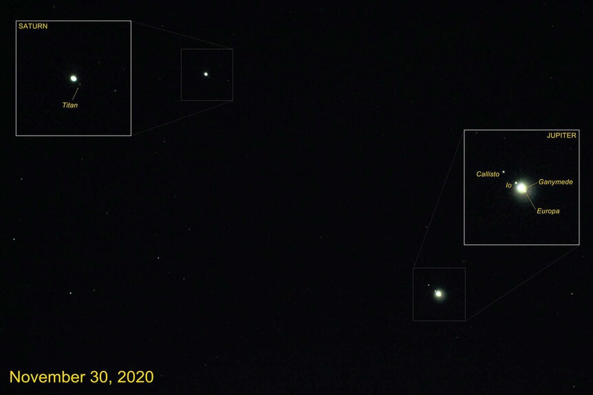 Saturn and Jupiter on November 30, 2020 when they were still a little over 2° apart. Credit: Giuseppe Donatiello / CC0 1.0 Universal (CC0 1.0) Public Domain Dedication