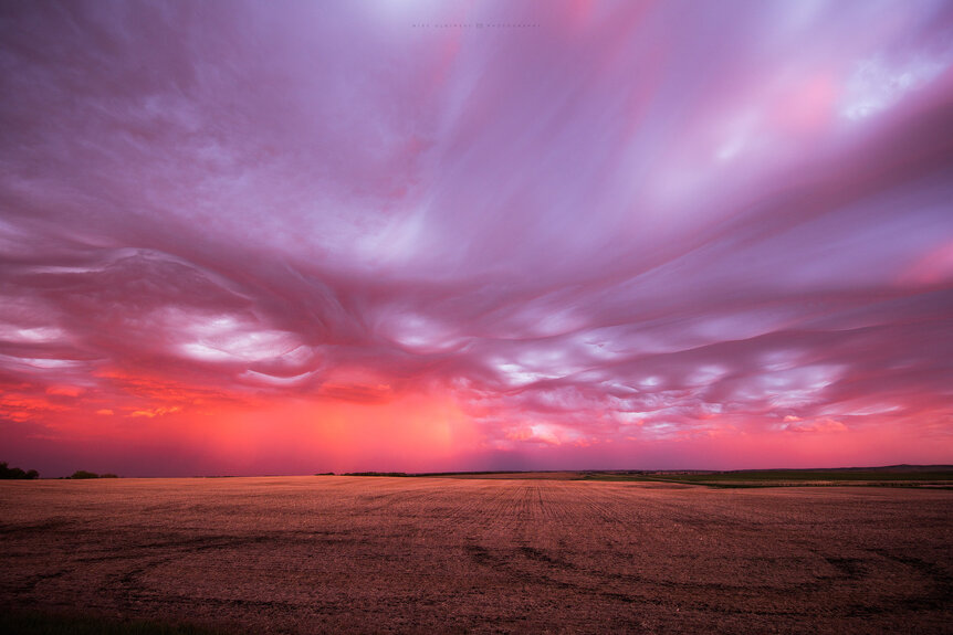Undulatus asperatus clouds at sunset, from the video “Pursuit”.