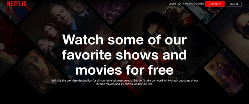 Netflix Watch Free page