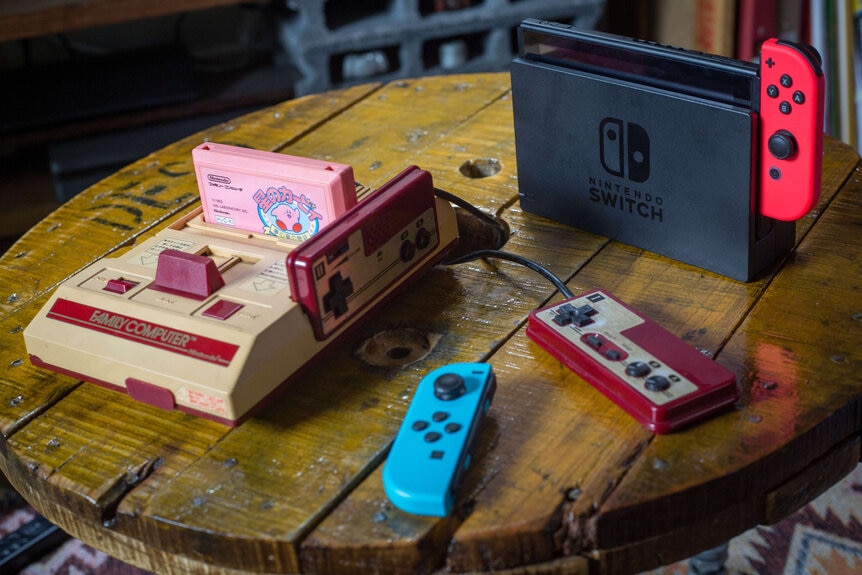 Nintendo Famicom and Switch consoles