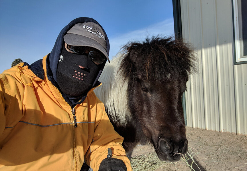 Dressing for the weather on Earth is a little different than for Mars, because this would be considered a warm spring day. The indigenous fauna seem friendly, though. Credit: Phil Plait