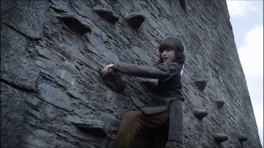 Bran climbing Winterfell's tower in Game of Thrones