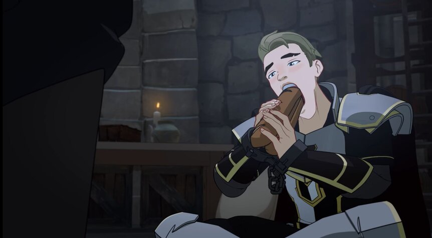 Soren eating the Bread Sandwich the Dragon Prince