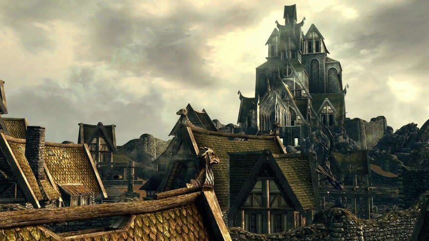 The town of Whiterun in Skyrim