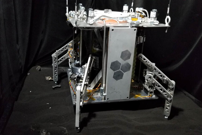 I swear, it even looks steampunk: The WINE prototype spacecraft mines and uses water for propellant. Credit: UCF/Honeybee Robotics