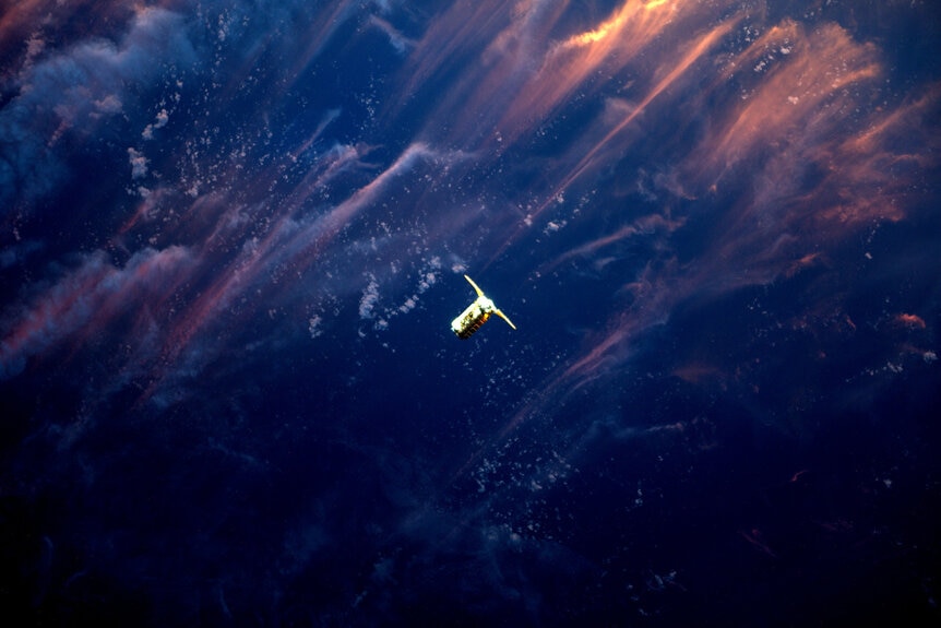 Cygnus spacecraft seen from ISS