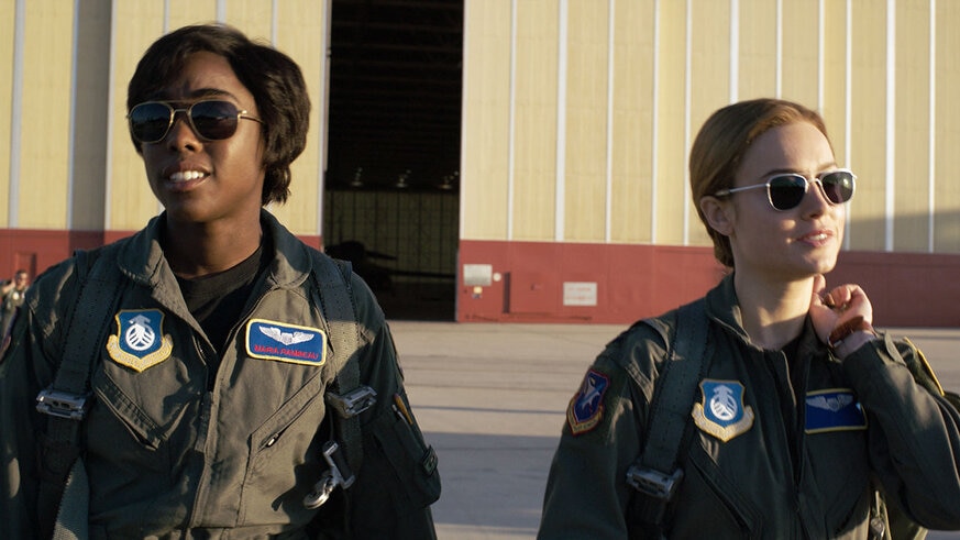 Lashana Lynch and Brie Larson in Captain Marvel