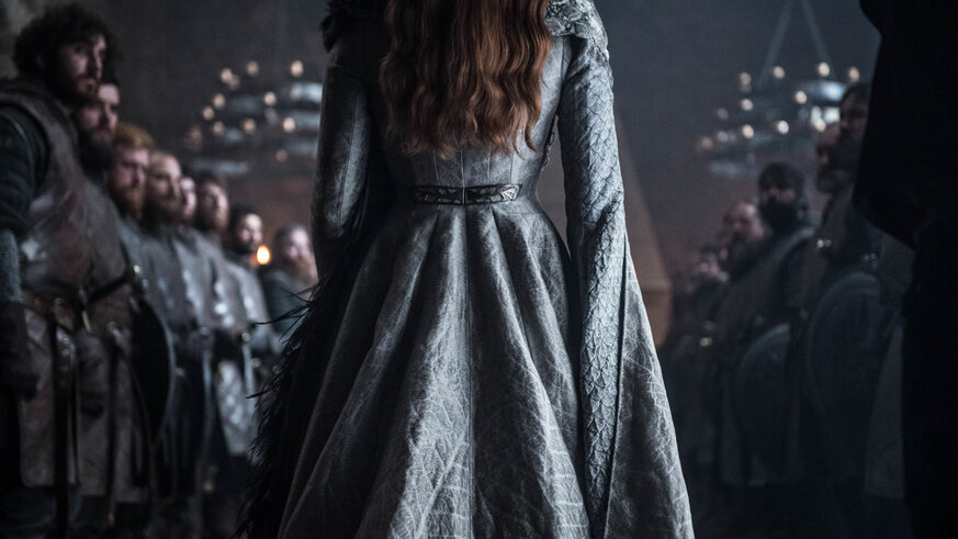 Sansa Stark in her Helen Sloan designed Queen gown