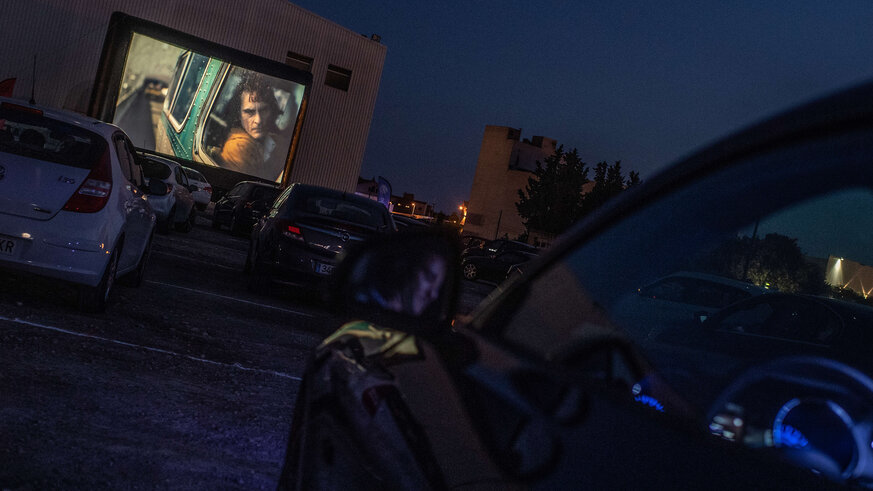 Joker showing at a drive in movie theater