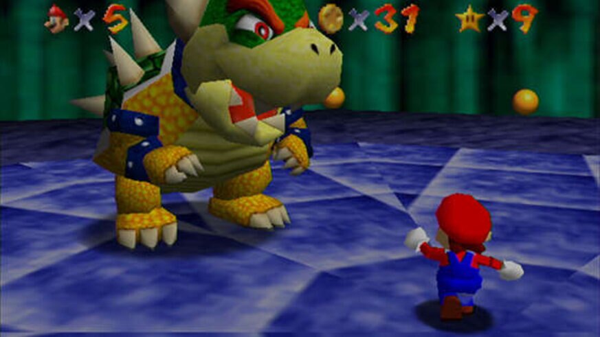Mario and Bowser in Super Mario 64