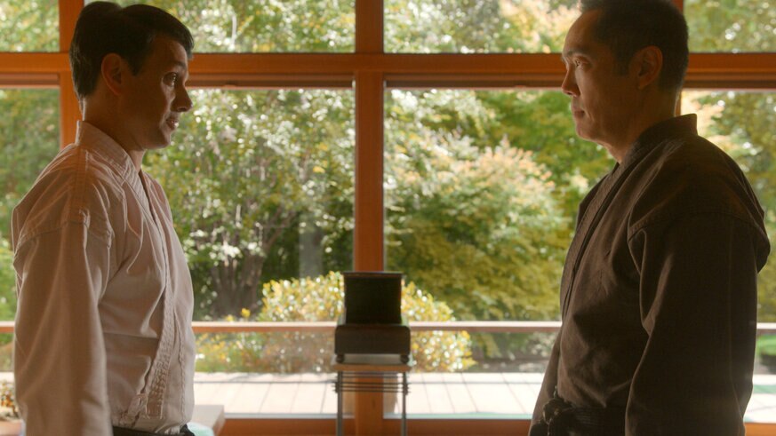 Ralph Macchio and Yuji Okumoto in Cobra Kai Season 3