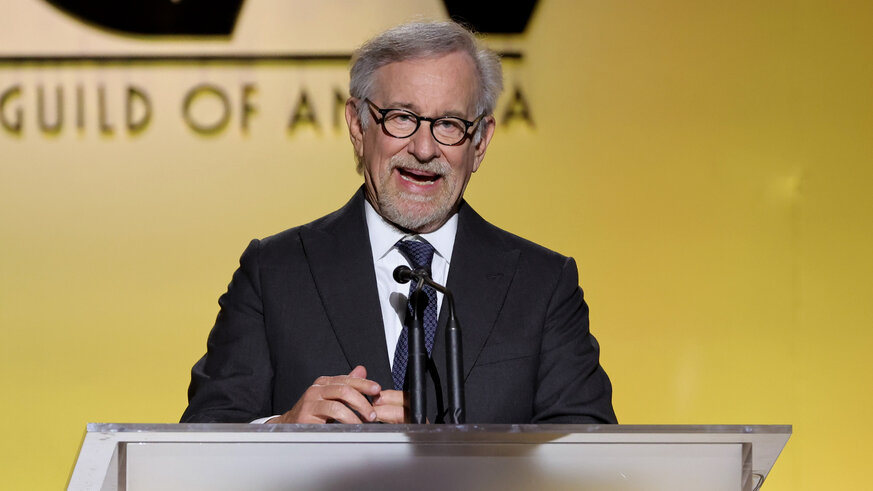 Steven Spielberg speaks onstage during the 33rd Annual Producers Guild Awards.