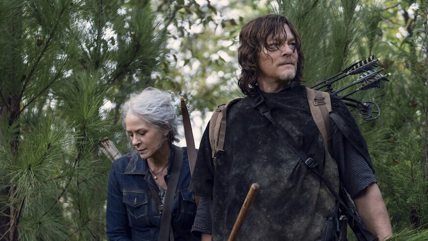 Norman Reedus as Daryl Dixon, Melissa McBride as Carol Peletier in The Walking Dead Season 10 Episode 18
