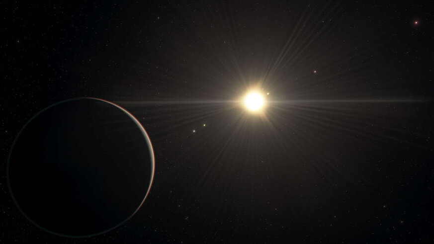 Artwork depicting the six-planet system orbiting the star TOI-178. Credit: ESO/L. Calçada/spaceengine.org