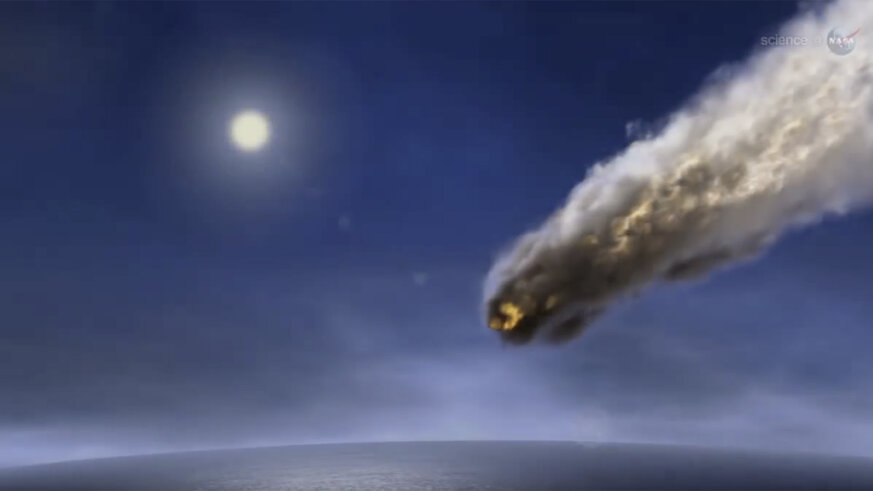 Artwork depicting the entry of asteroid 2014 AA into Earth's atmosphere. Credit: Dieter Spannknebe / Getty images / NASA