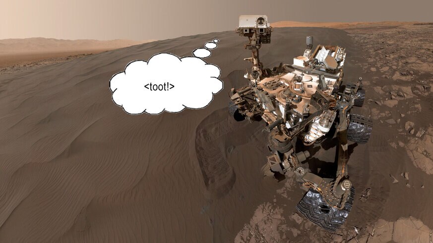 Curiosity self-portrait on Mars… though it’s not likely to be the source of mysterious methane found in the atmosphere there. Credit: NASA/JPL-Caltech/MSSS / clipartmag.com / Phil Plait
