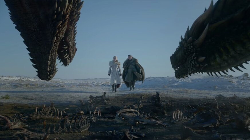 Daenerys and Jon Snow and dragons, Game of Thrones trailer