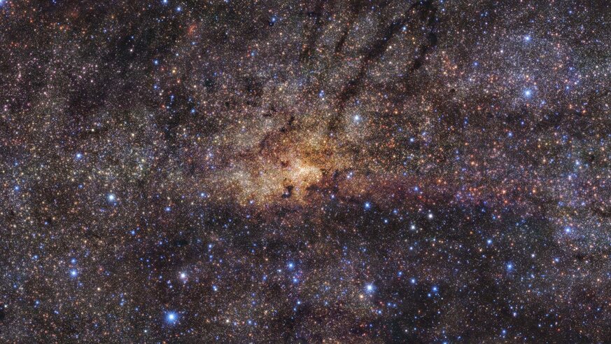The central region of the Milky Way surveyed in GALACTICNUCLEUS, an infrared study of over 3 million stars. Credit: ESO/Nogueras-Lara et al.