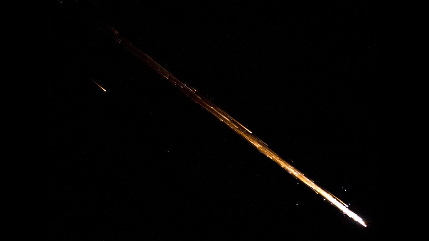 In August 2014 an astronaut on the International Space Station caught this image of the Cygnus supply vehicle Janice Voss as it burned up in re-entry. Credit: ESA / NASA