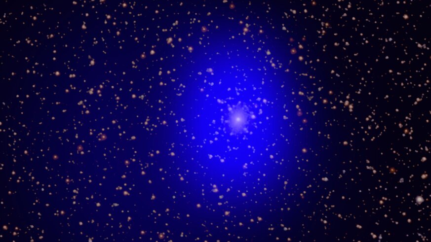 J0045 (seen in X-rays (blue) and optical light) in the outskirts of the Andromeda Galaxy. Credit: X-ray: NASA/CXC/Univ. of Washington/T.Dorn-Wallenstein et al.; Optical: NASA/ESA/J. Dalcanton, et al. & R. Gendler