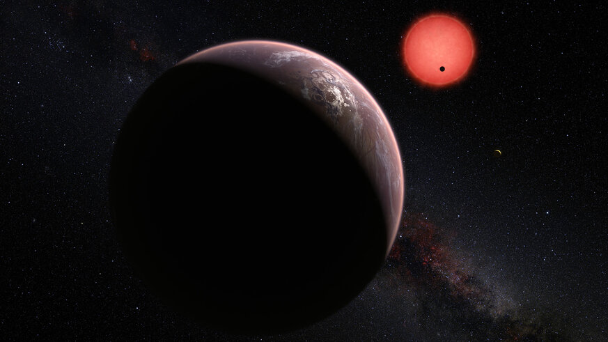 Artwork depicting a system of planets around a red dwarf star. Credit: ESO/M. Kornmesser/N. Risinger (skysurvey.org)