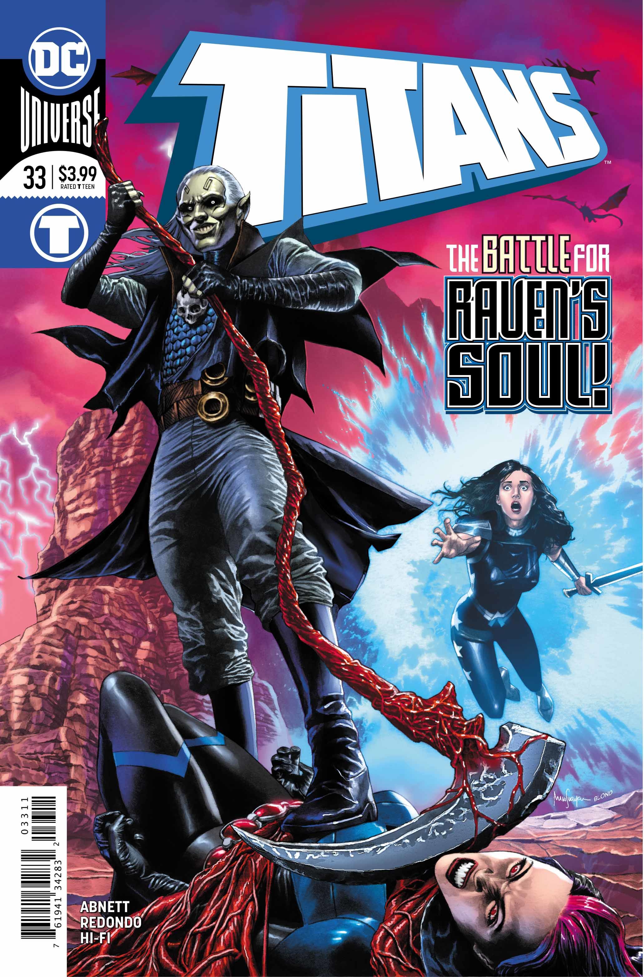 Check out this first look preview of Titans #33 as the team tries to get  Raven's Soul-Self back and battle Mother Blood
