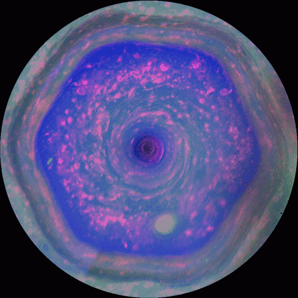 Saturn spinning vortex