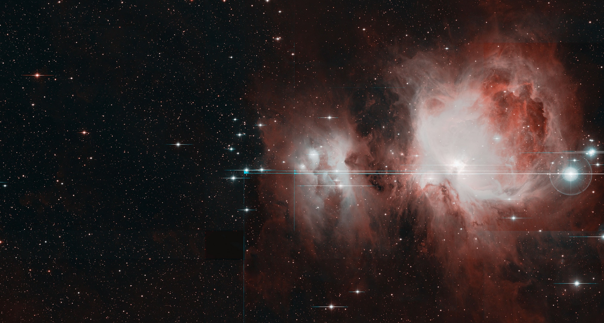 The Orion Nebula shows up in just a tiny piece of the massive Zwicky Transient Facility image of the constellation. Credit: Caltech Optical Observatories